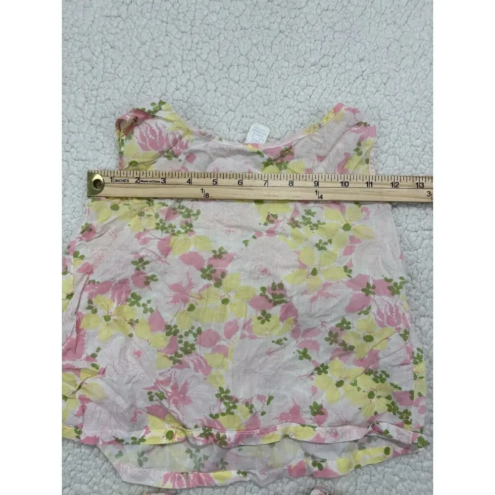 Vintage 60s Girls‎ Sz 6 Cotton Tank Top Bloomers Set Floral Sleepwear Union Made